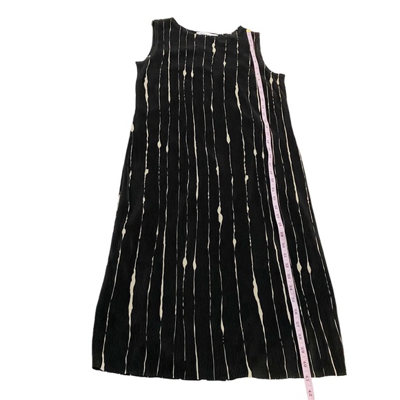 Rafael Black & Ivory Pleated Ribbed Sleeveless Midi Dress, Size Medium - Picture 4 of 8